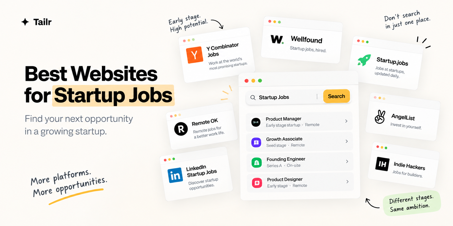 Startup job search platforms for finding opportunities at early-stage companies